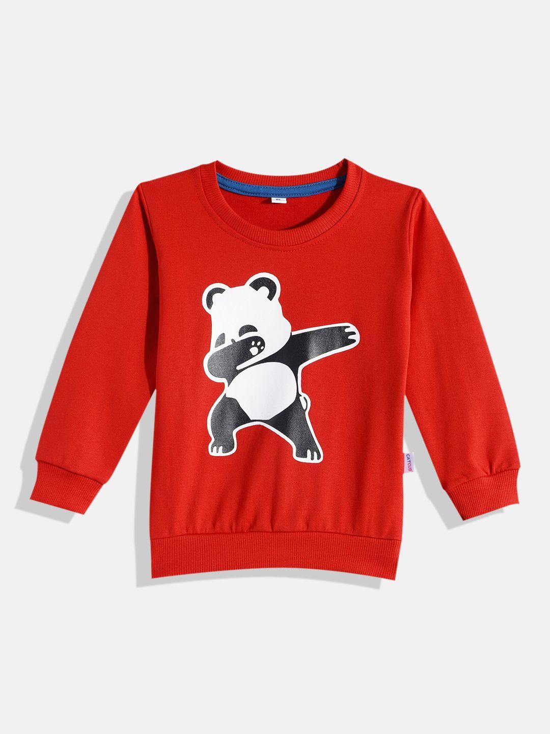 catcub kids red printed cotton sweatshirt