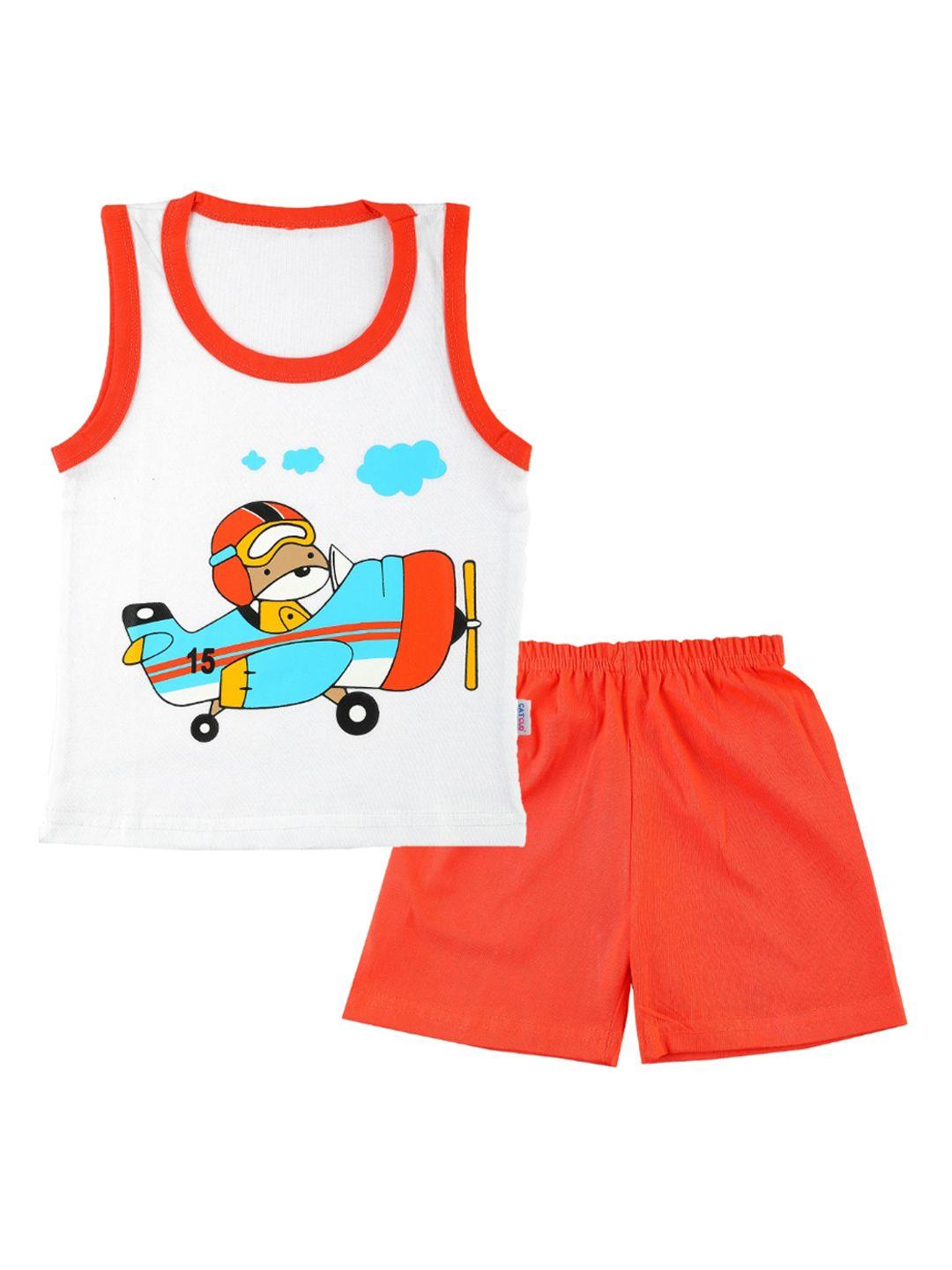 catcub unisex kids orange clothing set