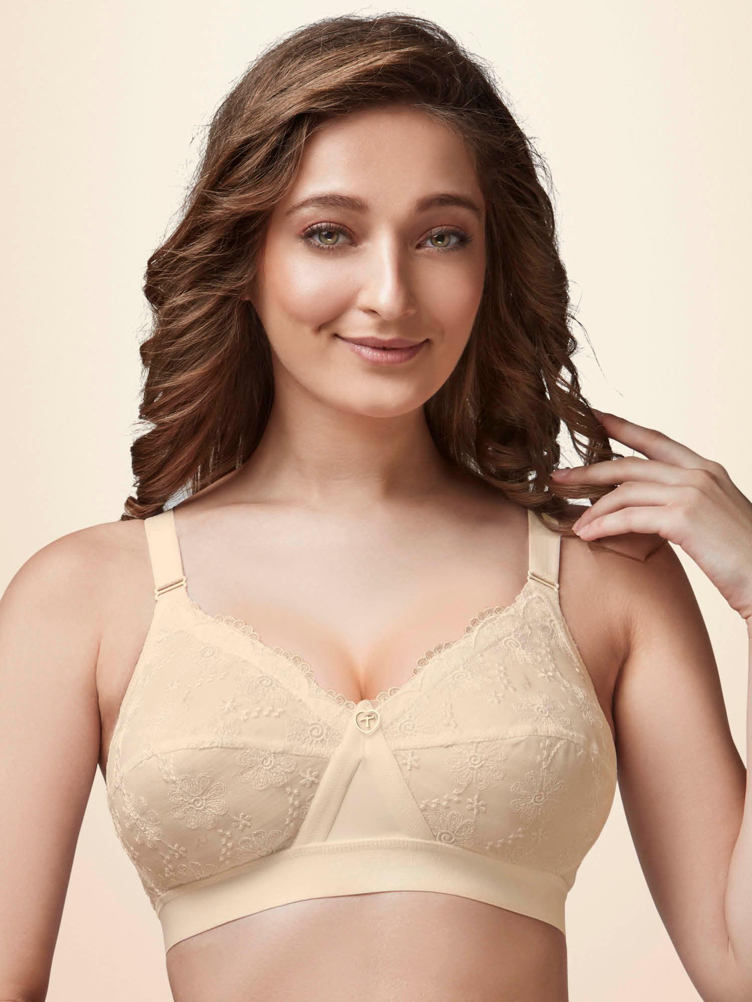 cathrina women cotton non-wired soft full cup bra - nude