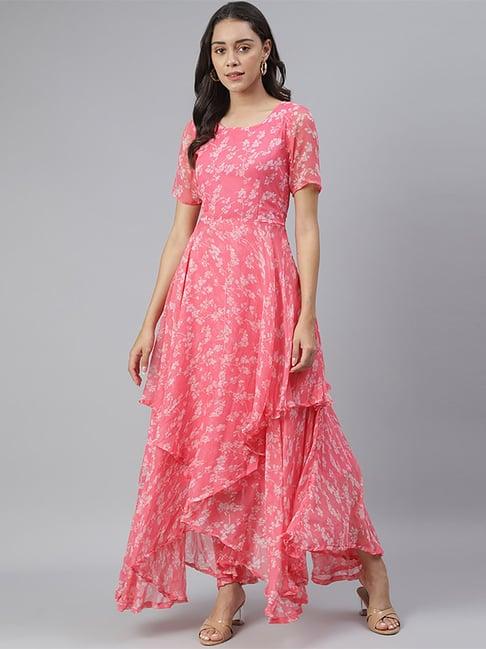 cation pink printed maxi dress