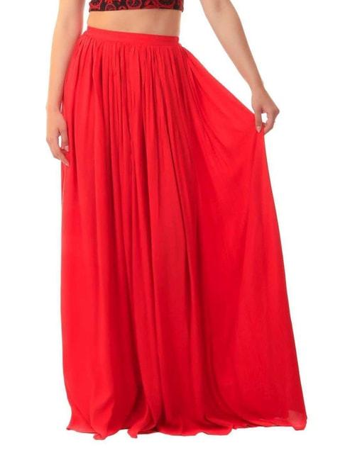 cation red maxi skirt