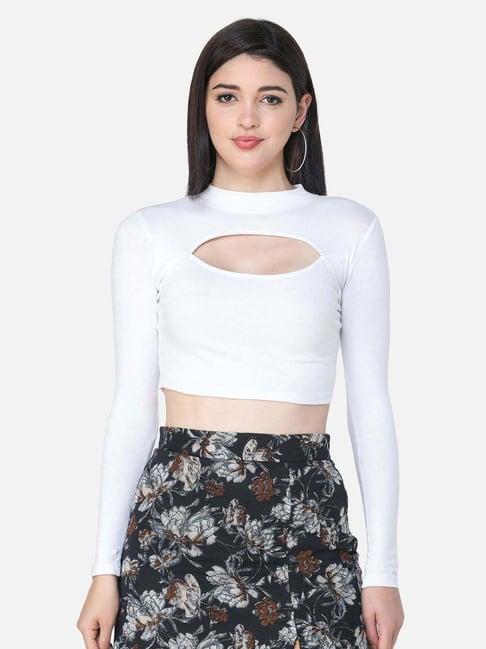 cation white keyhole neck crop top