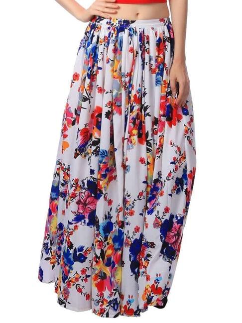 cation white printed maxi skirt