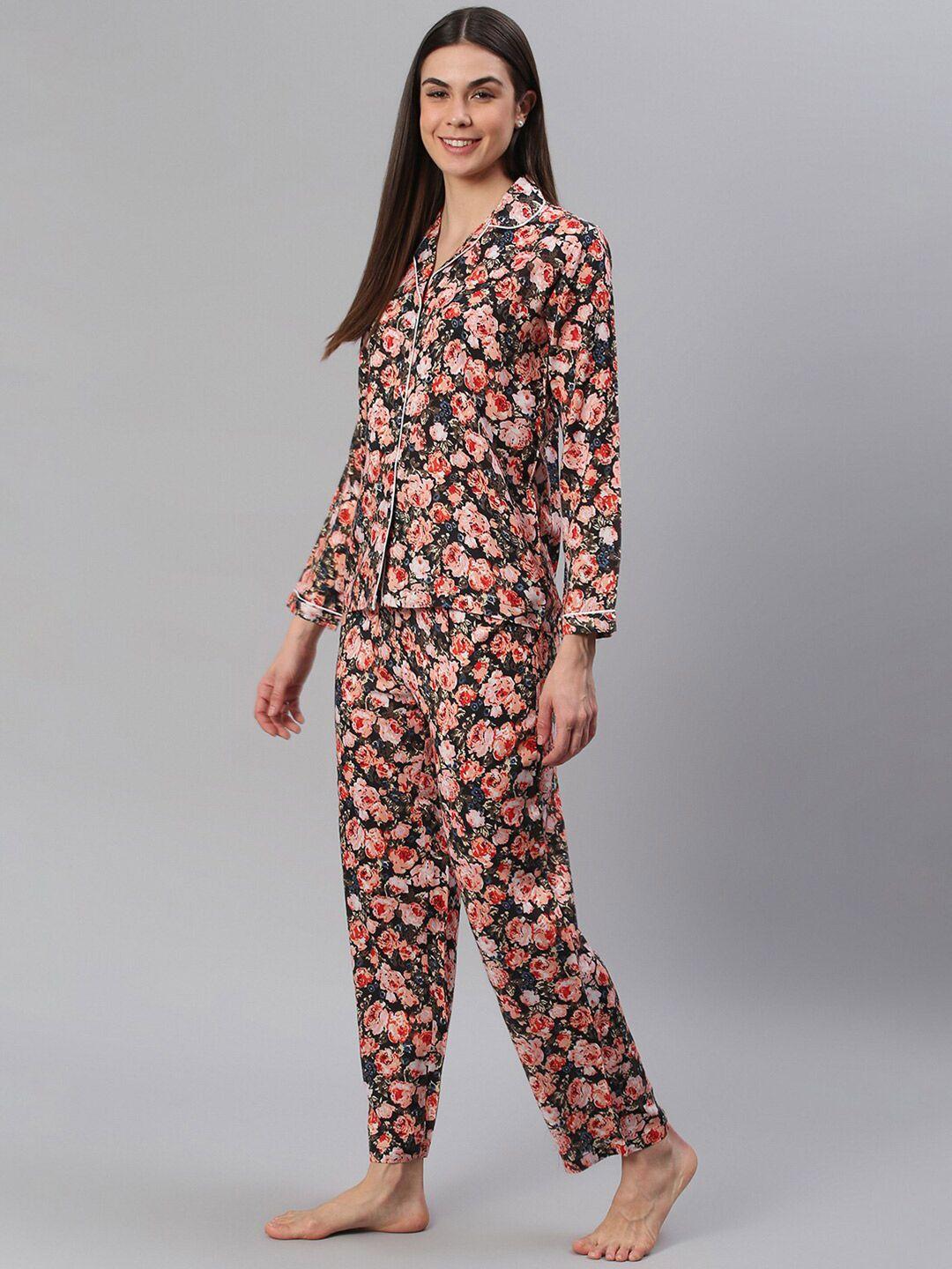 cation-women-multicoloured-floral-printed-night-suit