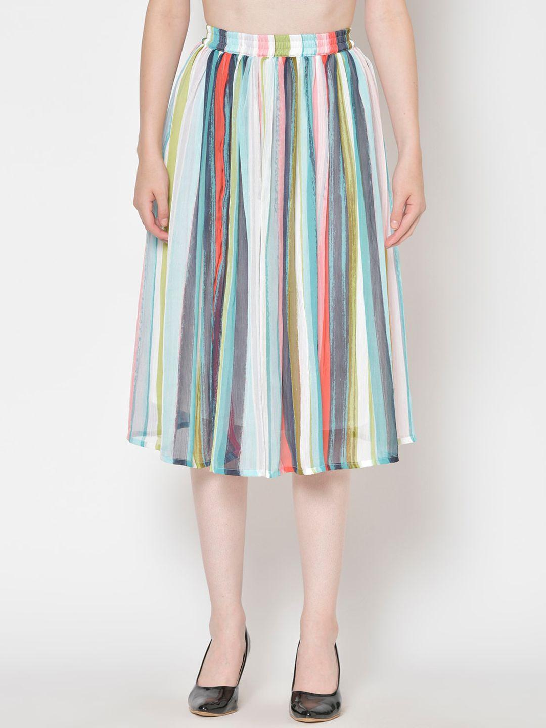 cation women multicoloured striped flared midi skirt