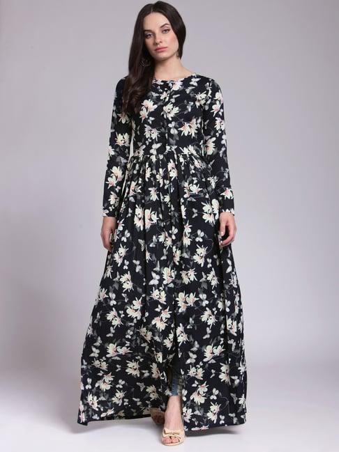 cation black floral print tunic