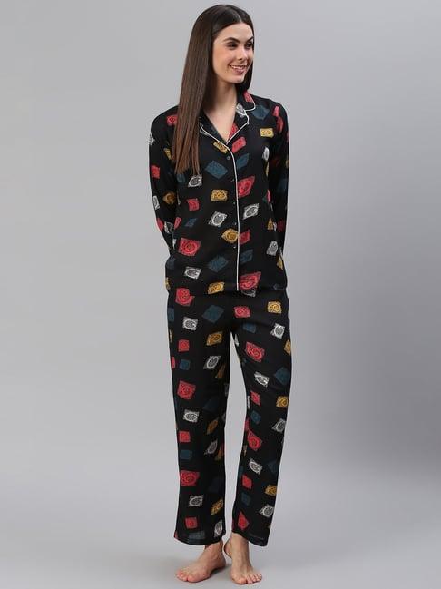 cation black printed shirt with pyjamas