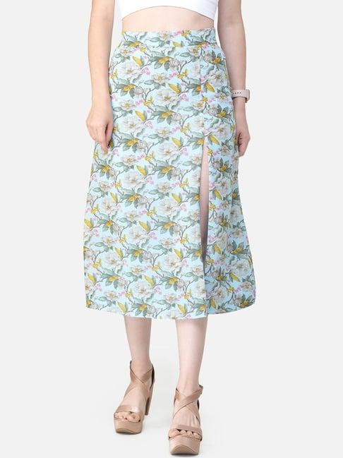 cation blue floral pattern a-line skirt