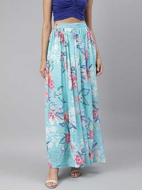 cation blue printed maxi skirt