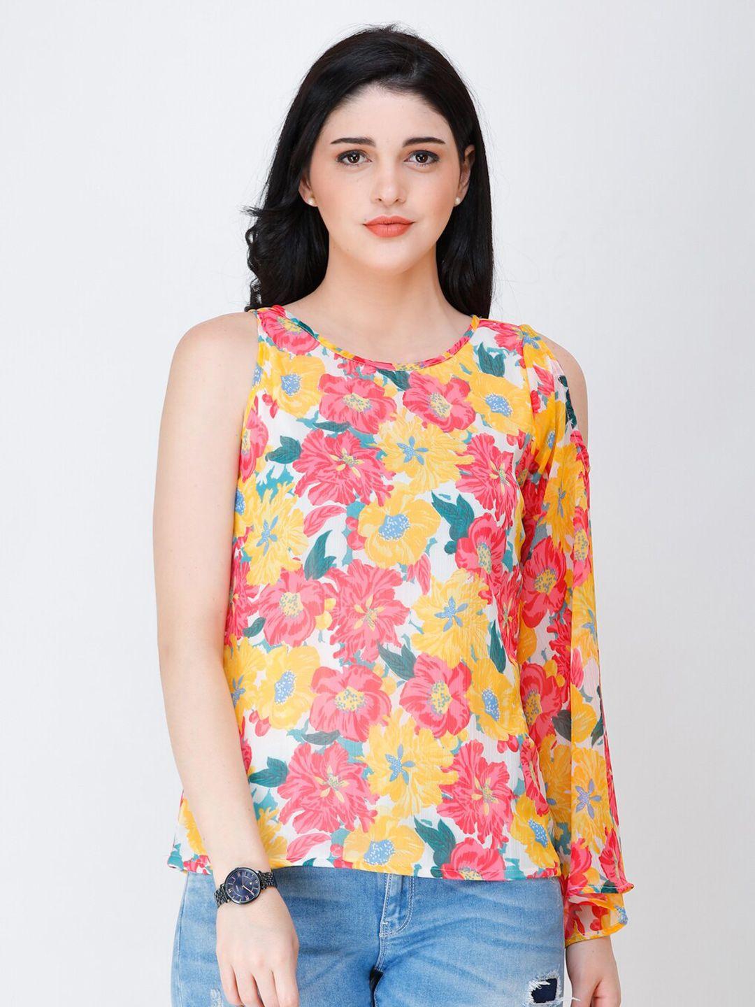 cation floral print chiffon top