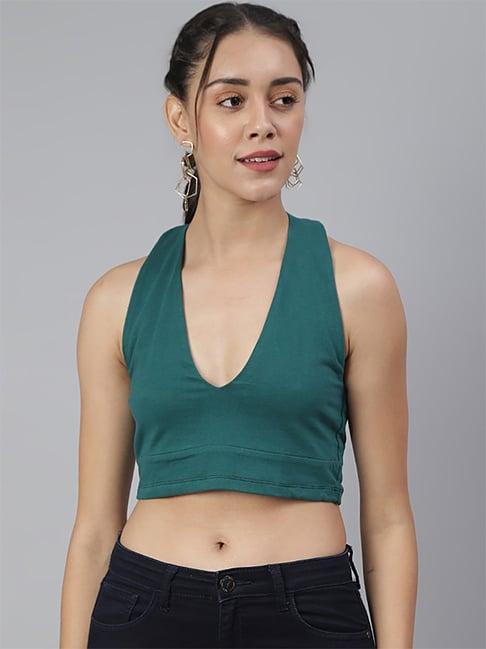 cation green fitted crop top