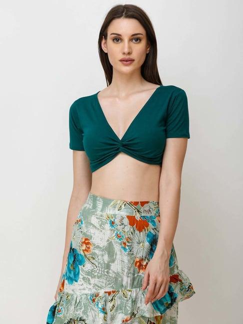 cation green v neck crop top