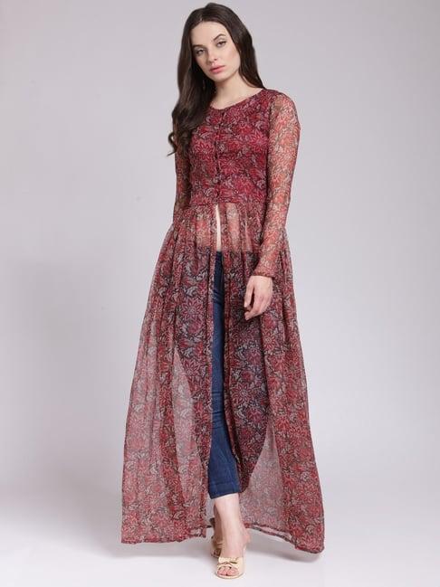 cation maroon floral print tunic