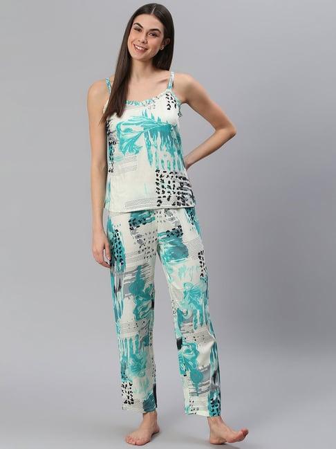 cation multicolor printed top with pyjamas