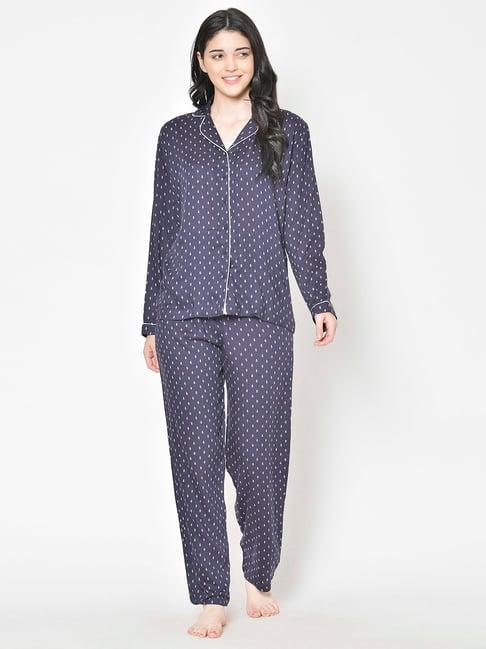 cation navy printed shirt with pyjamas