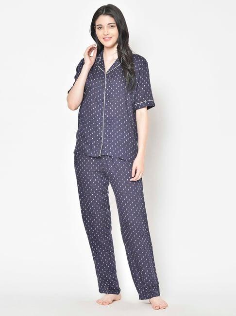 cation navy printed shirt with pyjamas