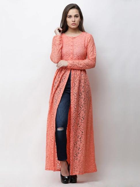 cation orange lace tunic