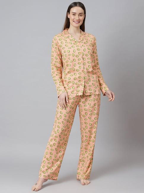 cation peach printed shirt with pyjamas