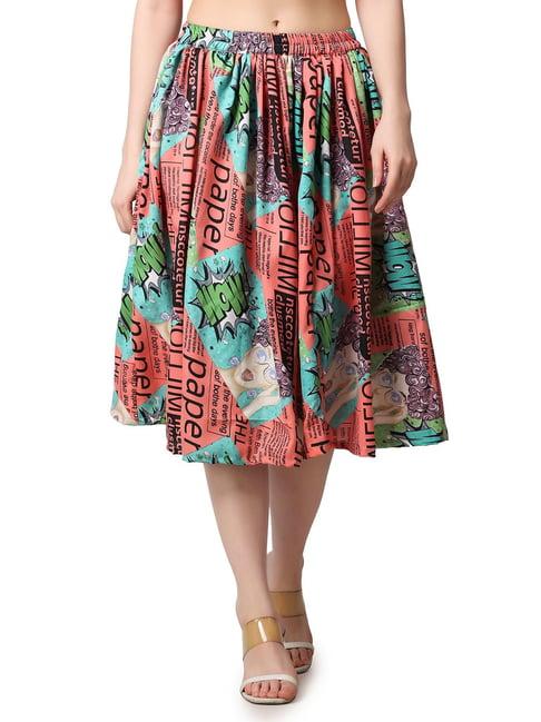 cation pink floral print a-line midi skirt