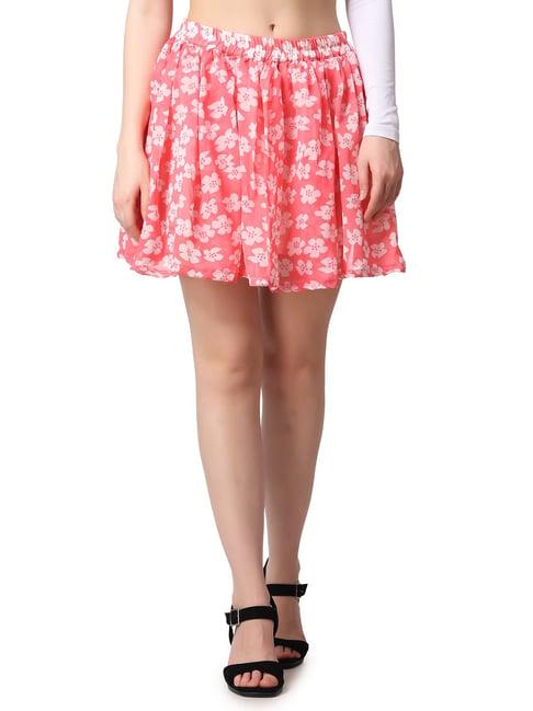 cation pink floral print mini skirt