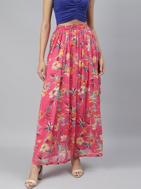 cation pink printed maxi skirt