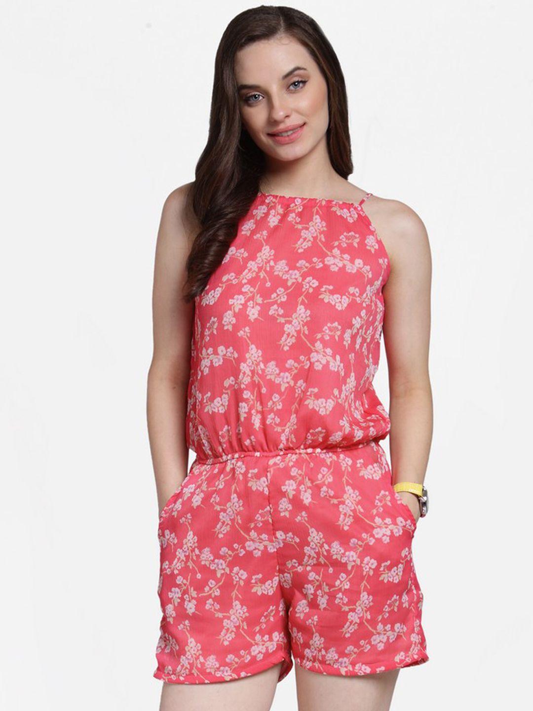cation pink printed playsuit
