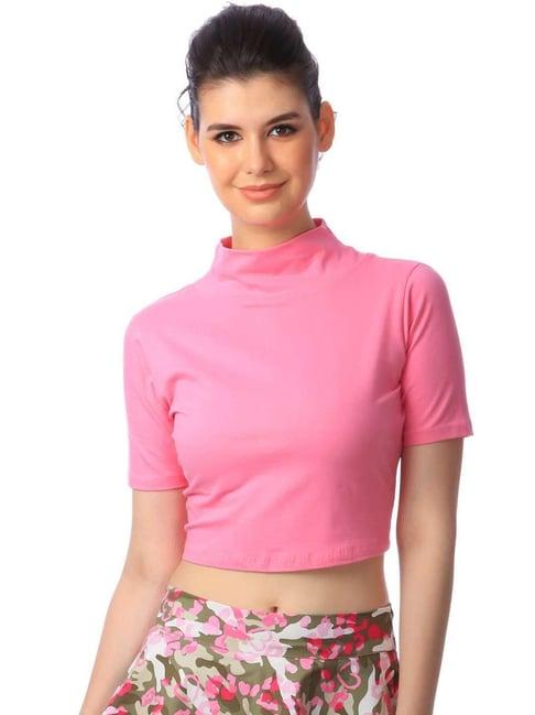 cation pink regular fit crop top