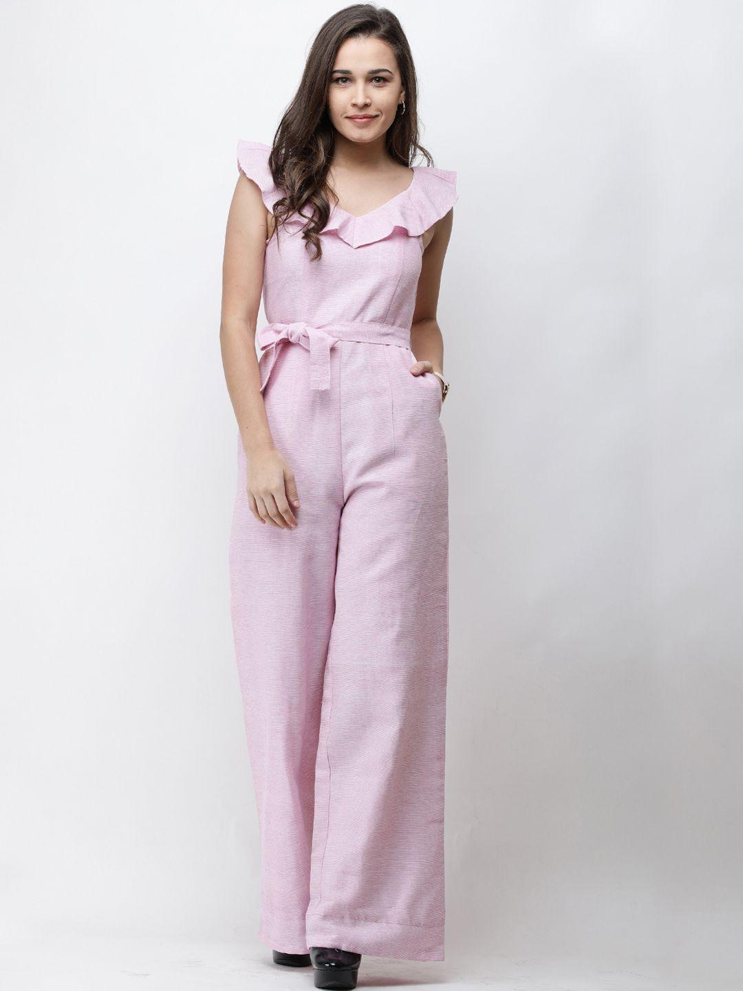 cation pink solid basic jumpsuit