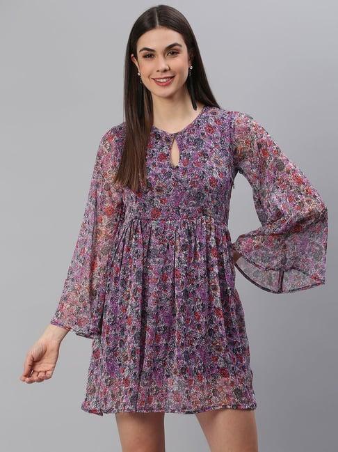 cation purple printed a line dress