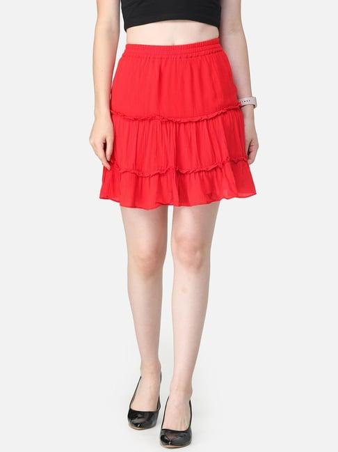 cation red a-line skirt