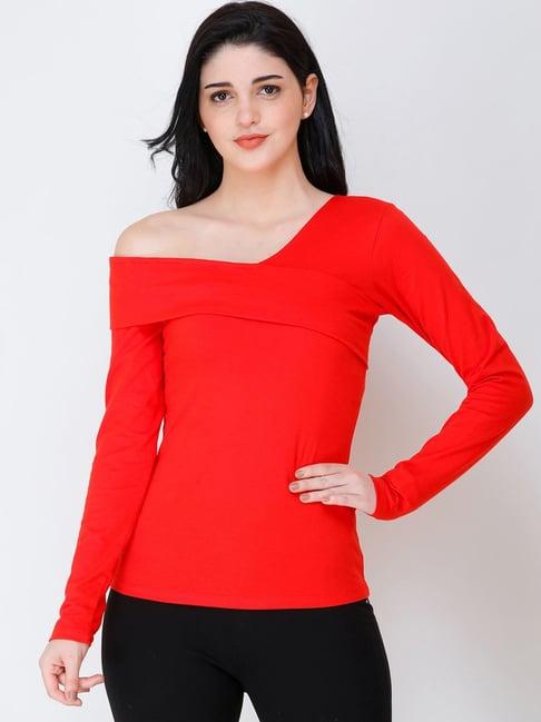 cation red v neck top