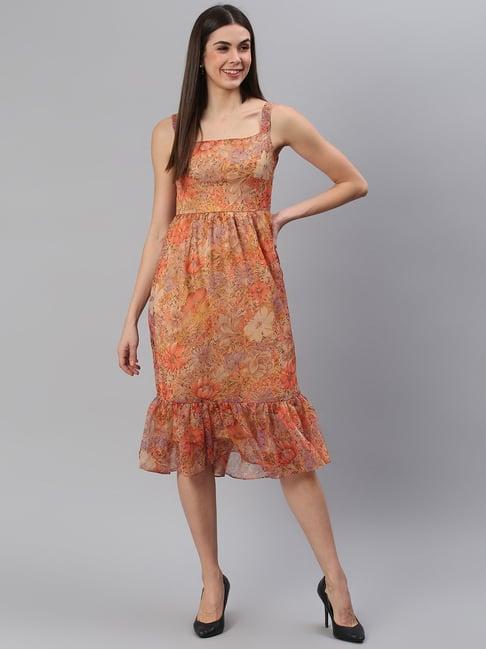 cation rust printed a line dress