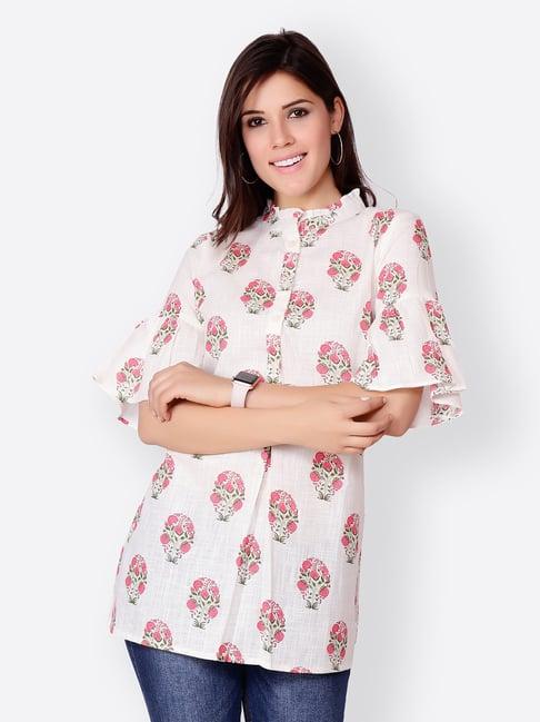 cation white floral print tunic