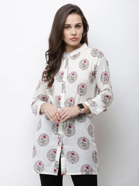 cation white printed tunic