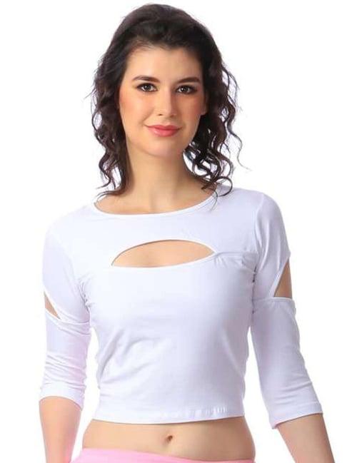 cation white regular fit crop top