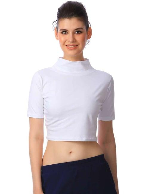 cation white regular fit crop top