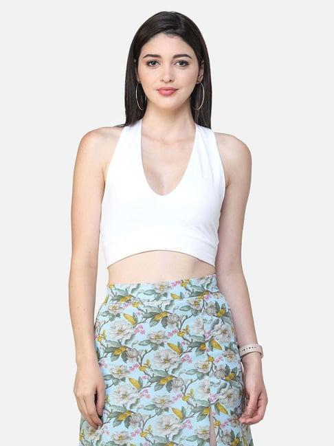 cation white sleeveless crop top