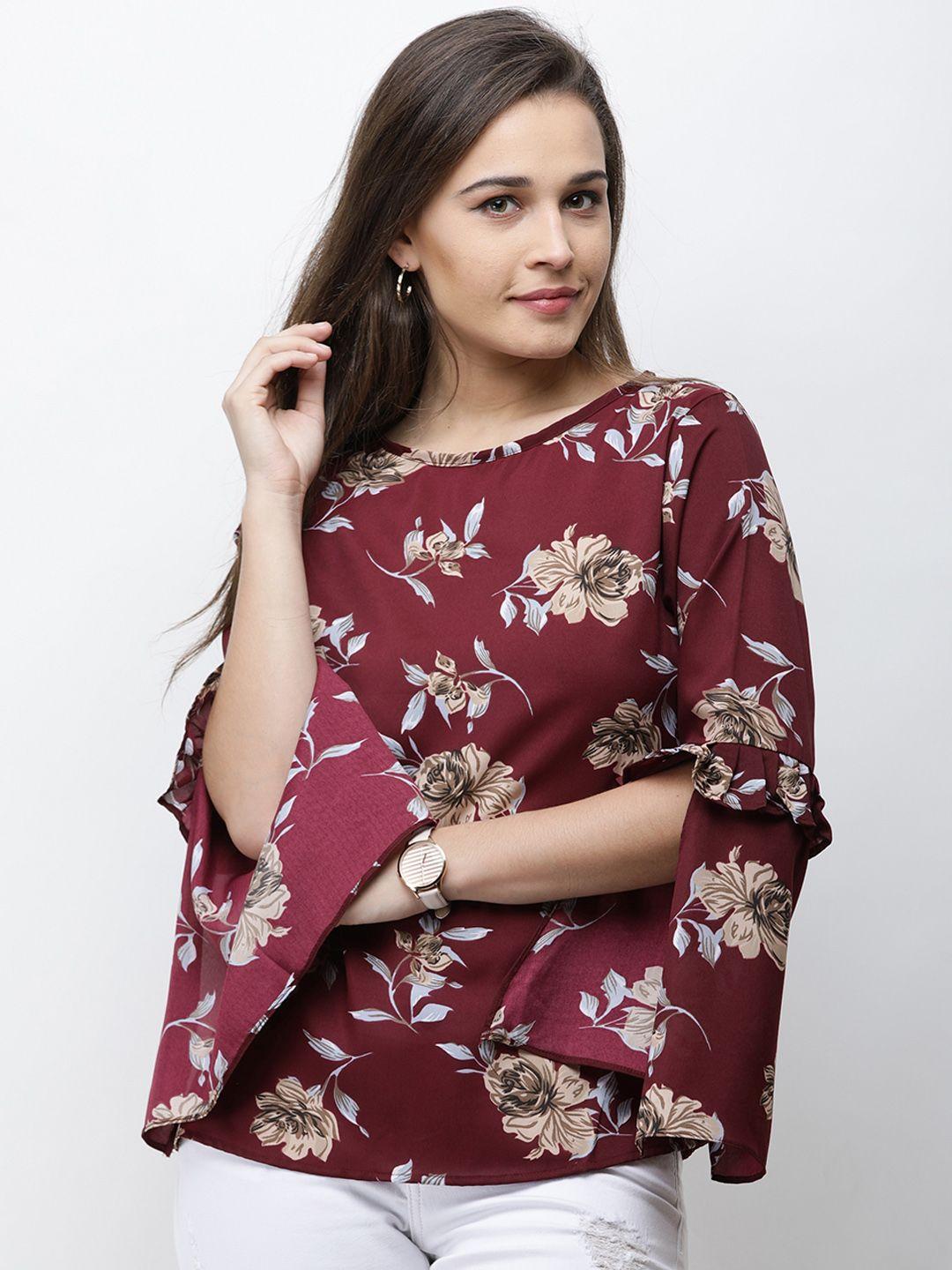 cation women maroon printed top