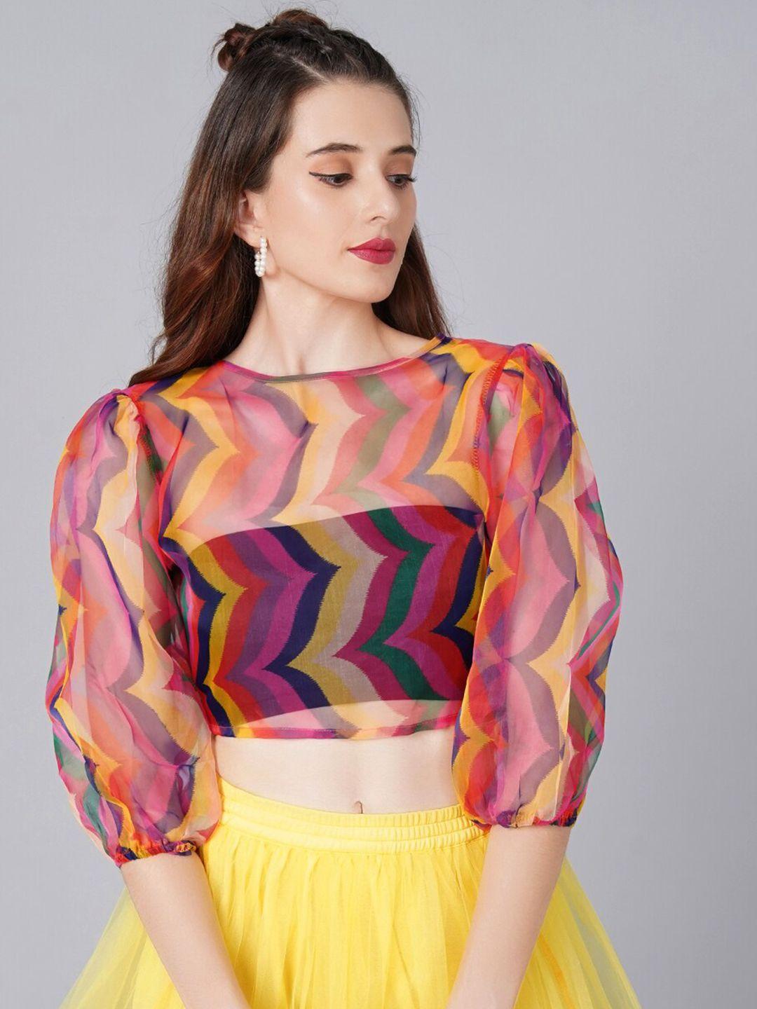 cation women multicoloured geometric print crop top