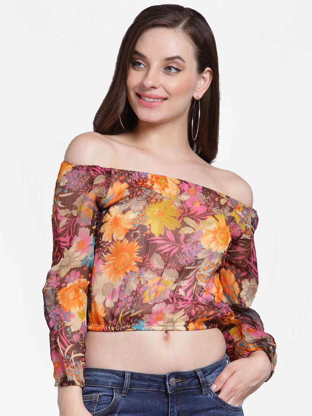 cation women multicoloured printed bardot top