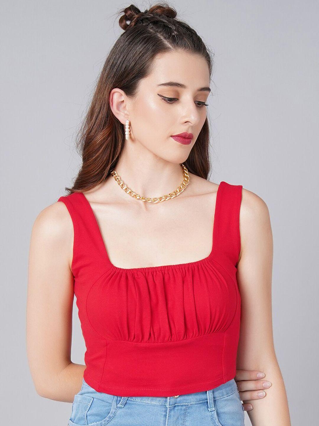 cation women red crop top