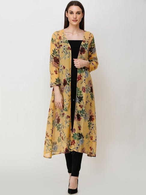 cation yellow floral print shrug