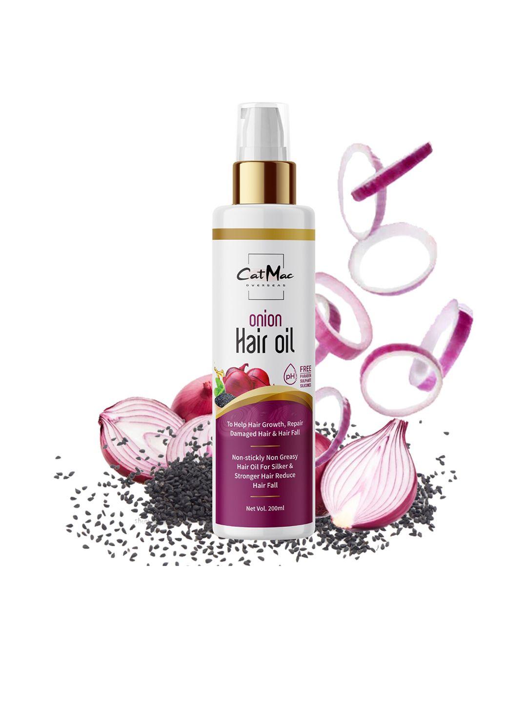 catmac onion hair oil with black seed oil & mint oil to boost hair growth - 200 ml