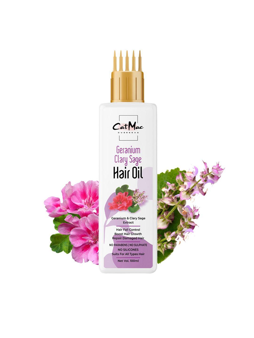 catmac paraben free geranium clary sage hair oil with jojoba to boost hair growth - 100 ml