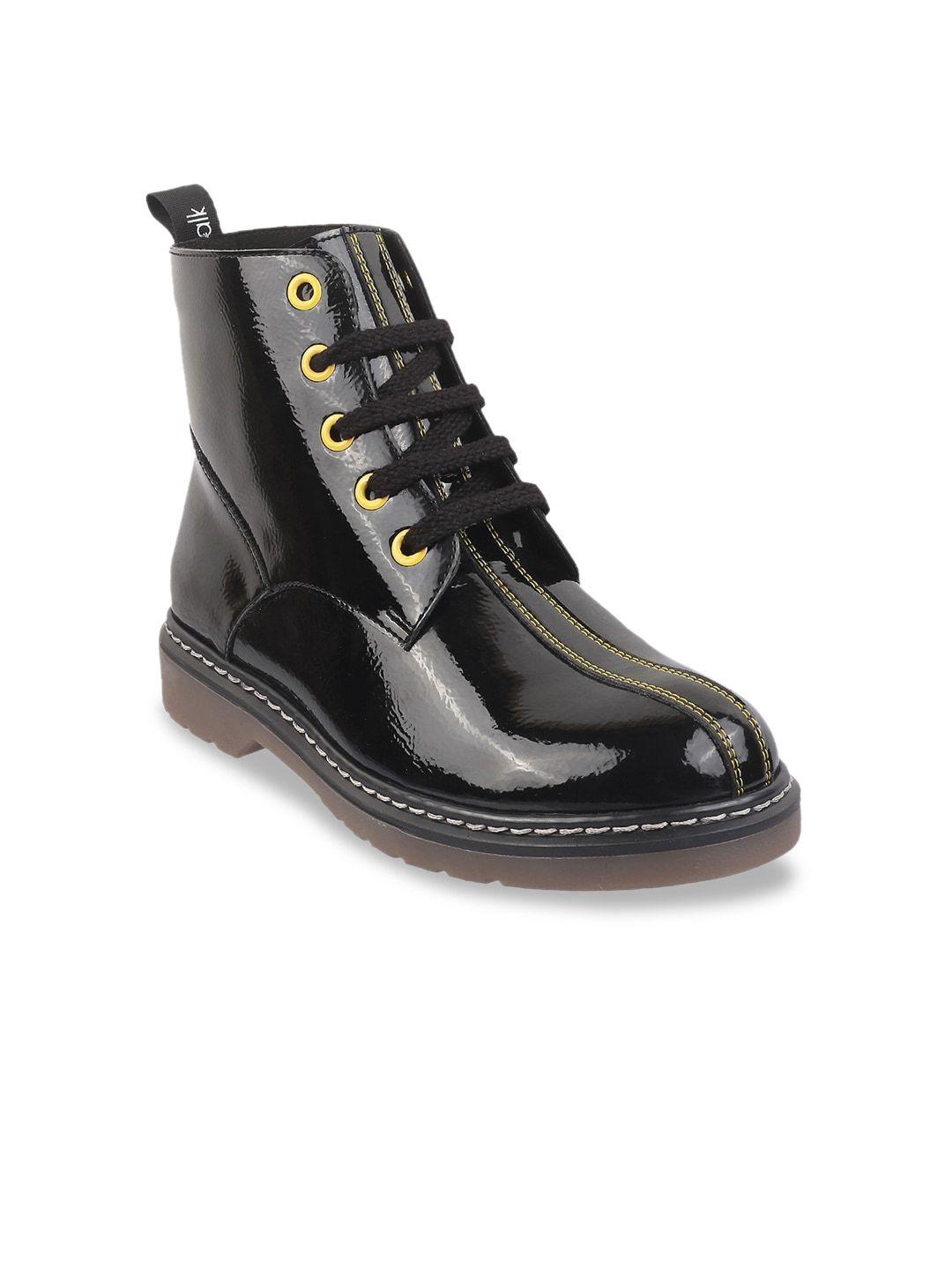 catwalk women black flatform heeled boots