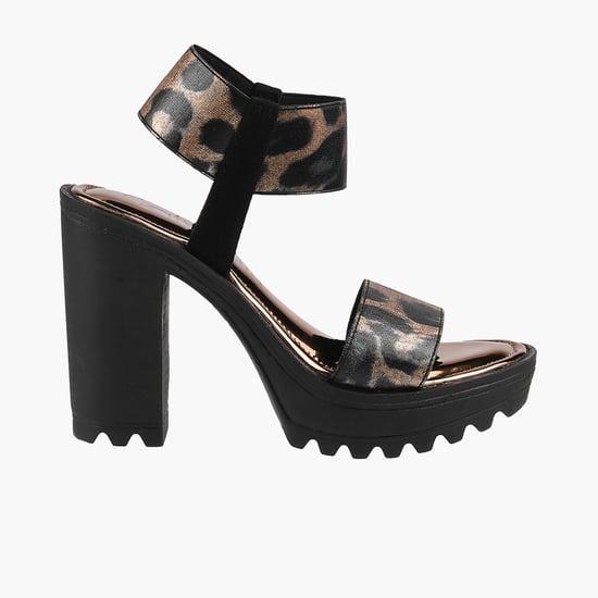 catwalk women cheetah printed block heels