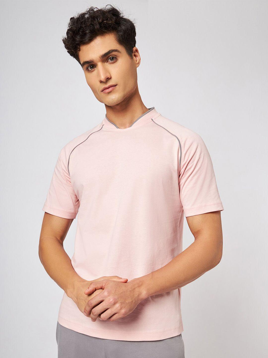 cava men pink polo collar raw edge t-shirt