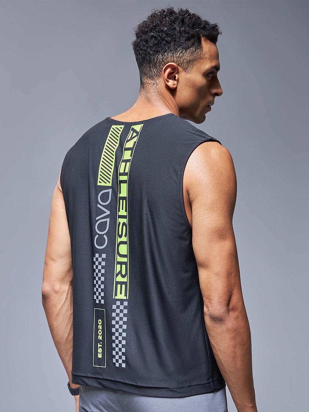 cava typography printed 3d flex sleeveless sports t-shirt