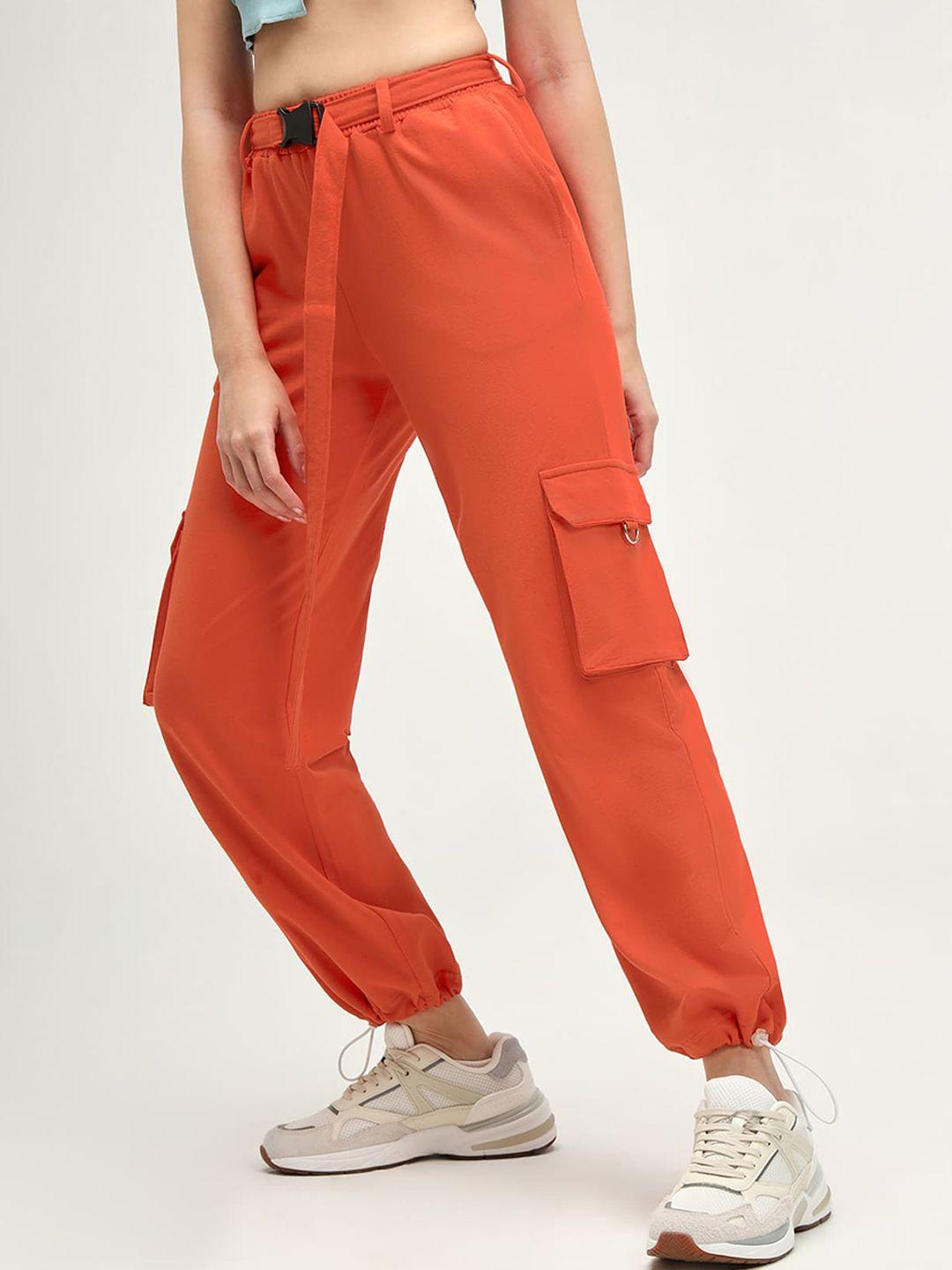 cava women orange comfort high-rise joggers trousers