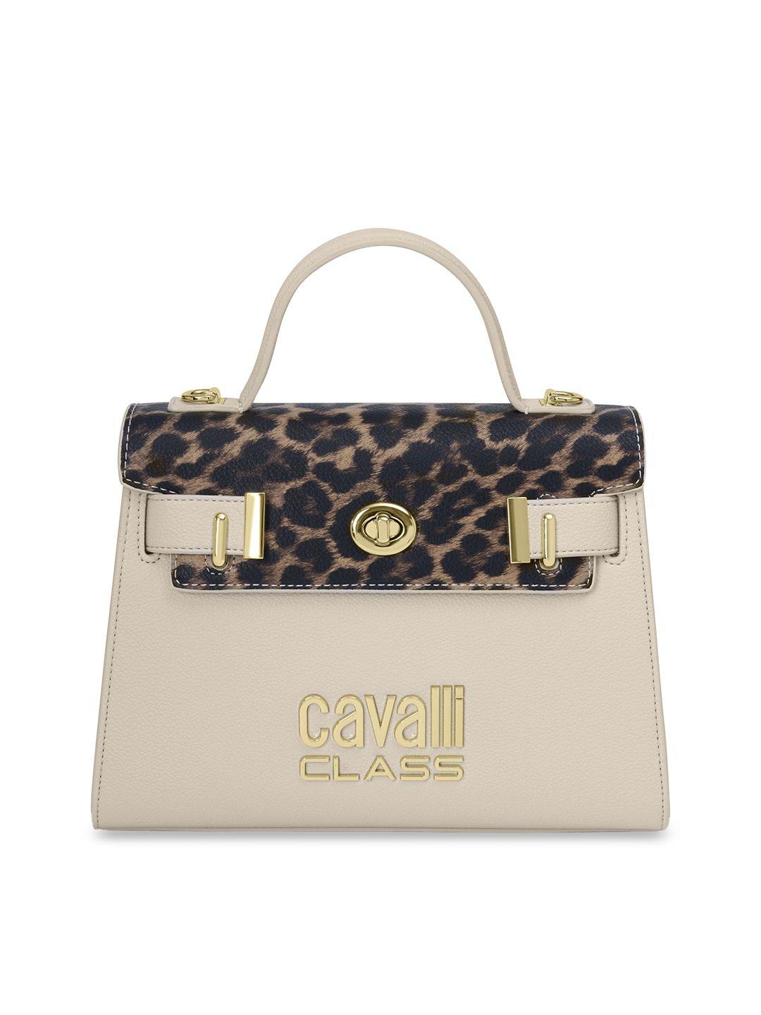 cavalli class animal printed structured satchel handbag